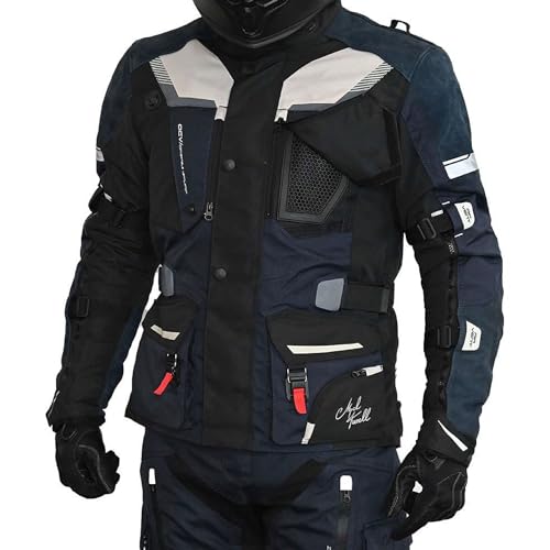 Mycl Turell TransAlpin HighPro 2in1 Motorradjacke Herren mit Protektoren - All Season Motorrad Jacke - Fidlock Magnetverschluss - CE AA Sympatex wasserdicht - Sicher & Komfortabel (M, Dunkelblau) von Mycl Turell