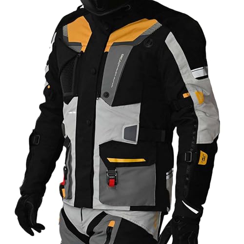 Mycl Turell TransAlpin HighPro 2in1 Motorradjacke Herren mit Protektoren - All Season Motorrad Jacke - Fidlock Magnetverschluss - CE AA Sympatex wasserdicht - Sicher & Komfortabel (XL, Grau-Orange) von Mycl Turell