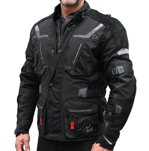 Mycl Turell TransAlpin HighPro 2in1 Motorradjacke Herren mit Protektoren - All Season Motorrad Jacke - Fidlock Magnetverschluss - CE AA Sympatex wasserdicht - Sicher & Komfortabel (M, Schwarz) von Mycl Turell