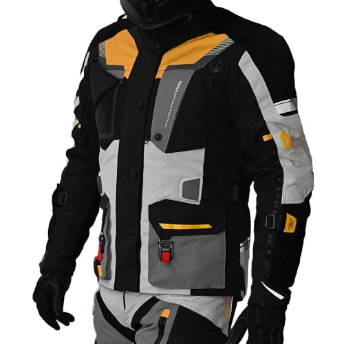 Mycl Turell TransAlpin HighPro 2in1 Motorradjacke Herren mit Protektoren - All Season Motorrad Jacke - Fidlock Magnetverschluss - Sicher & Komfortabel (L, Grau-Orange, HighPro) von Mycl Turell