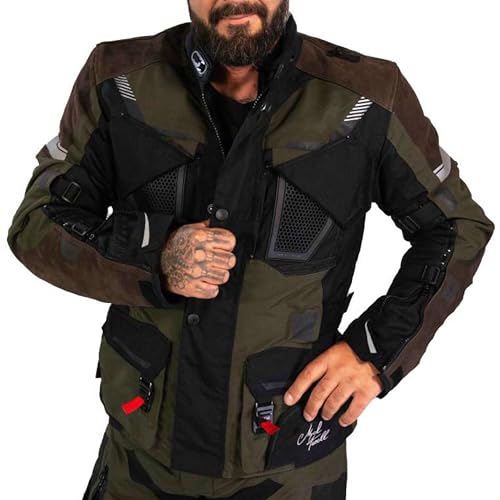 Mycl Turell TransAlpin HighPro 2in1 Motorradjacke Herren mit Protektoren - All Season Motorrad Jacke - Fidlock Magnetverschluss - CE AA Sympatex wasserdicht - Sicher & Komfortabel (M, Olivgrün) von Mycl Turell