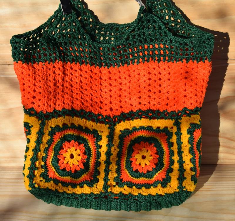 Einzigartige Häkeltasche, Häkeltasche Oma Quadrate, Graue Gehäkelte Handtasche, Schultertasche, Handgemachte Einkaufstasche, Speziell Für Den von Mycrochetfantasy