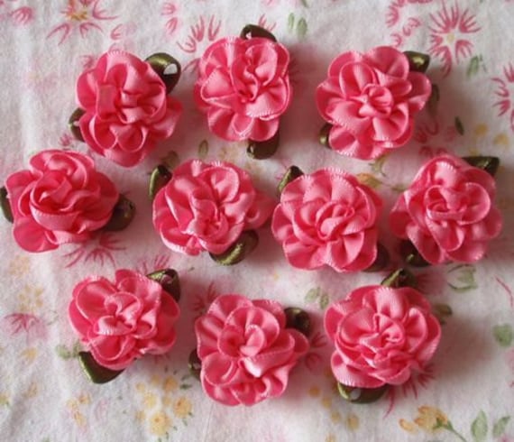 10 Handgemachte Band Blumen Mit Blättern | 1 Zoll, Blatt 1-/4 in Hot Pink My-029 - 21 Versandfertig 10 Handgemachte Band Blumen Mit Blättern | 1 Zoll, Blatt 1-/4 in Hot Pink My-029 - 21 Versandfertig von Mydesign63
