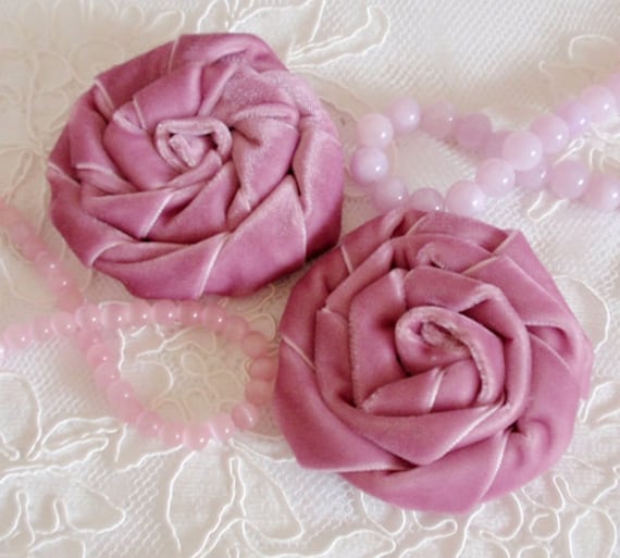 2 Handgemachte Velvet Rose | 2, 5 Zoll in Distel My-320-04 Versandfertig von Mydesign63