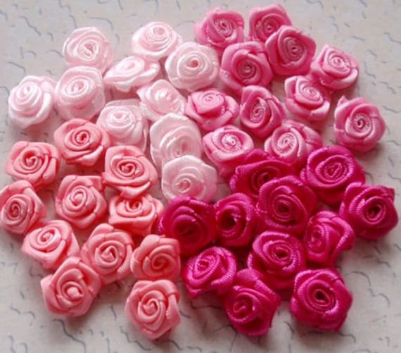 40 Mini Handgemachte Band Rosen | 1/2 Zoll in Rosa Kombination My-067 - 01 Bereit Zum Versand von Mydesign63