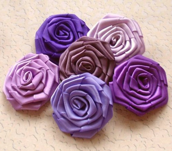 6 Handgemachte Bändchen Rosen | 2 Zoll Und Haben Über 150 Farben Zur Auswahl My-001 -02 Versandfertig von Mydesign63