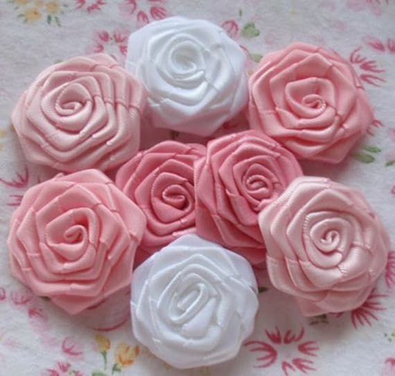 8 Handgemachte Bändchen Rosen | 1-1/4 Zoll in Lila Und Weiß Kombination Haben Über 150 Farben Zur Auswahl My-031 - 09 Versandfertig von Mydesign63