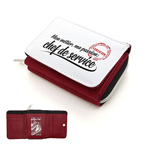 Geldbörse mit Klappdeckel für Gewerbe Passion Chef de Service, rot, one size von Mygoodprice