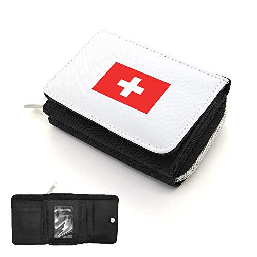 Geldbörse mit Klappe, Schweizer Flagge, Schwarz , one size, Klassisch von Mygoodprice