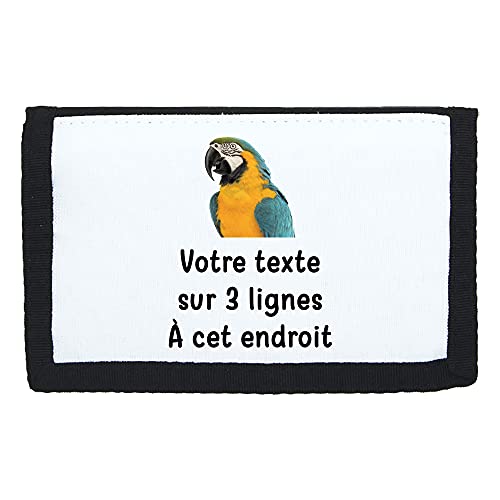 Geldbörse mit Klettverschluss, Piktogramm Ara, mit Text personalisierbar, Schwarz , one size von Mygoodprice