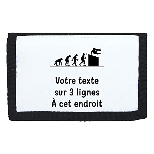 Geldbörse mit Klettverschluss, Piktogramm Evolution Parkour, mit Text personalisierbar, Schwarz , one size von Mygoodprice