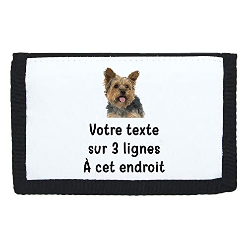 Geldbörse mit Klettverschluss, Yorkshire Piktogramm, mit personalisierbarem Text, Schwarz , one size von Mygoodprice