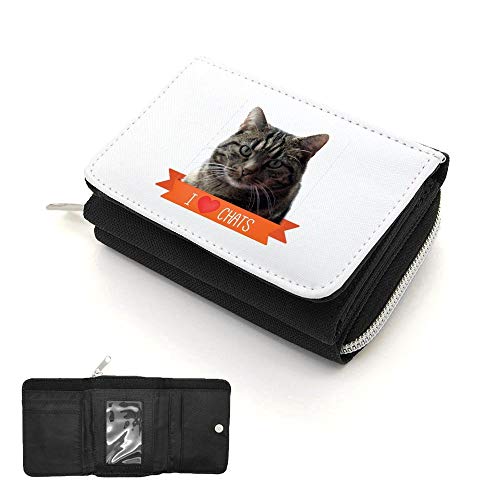 Mygoodprice Geldbörse mit Klappdeckel und Geldbörse Katze, Schwarz , one size, 2 Falten von Mygoodprice