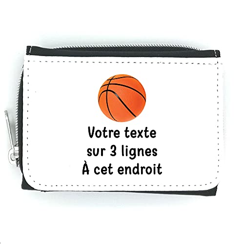 Mygoodprice Geldbörse mit Klappe, Piktogramm, Basketball, mit Text, personalisierbar, Schwarz , one size, Klassisch von Mygoodprice