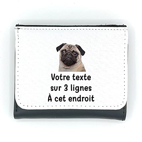 Mygoodprice Herren-Geldbörse aus PU-Leder, Piktogramm Mops 2, mit personalisierbarem Text, Schwarz , one size von Mygoodprice