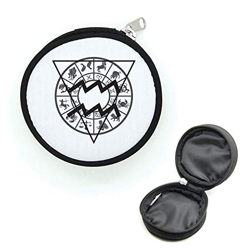 Runde Geldbörse mit Reißverschluss Sternzeichen Kreis Wassermann, Schwarz , one size von Mygoodprice