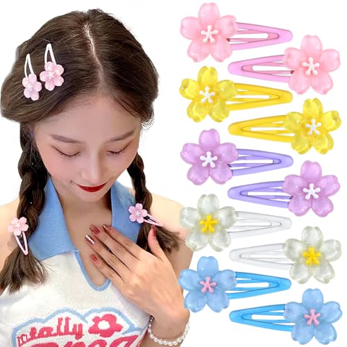10 Stück Blumen Haarklammer Hair Clips Gelee Flowers Haarspangen Damen Sakura Flower Hair Clip Haarklammern Y2K Seitenpony Haarspange Blume Bonbonfarbig Haarspangen Mädchen Haarclips Hair Accessories von Myhiju