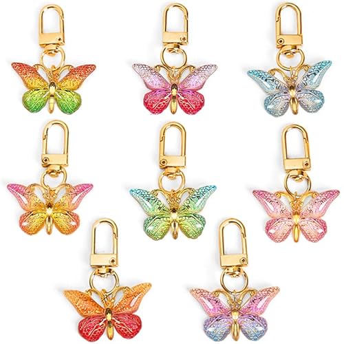 Gradient Schmetterling Süße Schlüsselanhänger Aesthetic Bunt Schmetterlinge Taschenanhänger Damen Metall Acryl Butterfly Keychain Y2K Bag Charms Cute Butterflies Taschen Anhänger Taschen Accessoires von Myhiju