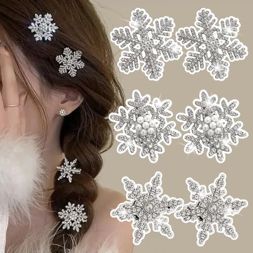 Schneeflocke Haarspangen Damen Strasssteine Schneeflocken Haarklammern Snowflake Hair Clip Haarspange Weihnachten Xmas Winter Urlaub Haarclips Christmas Hair Clips Weihnachts Haarschmuck (Metall) von Myhiju