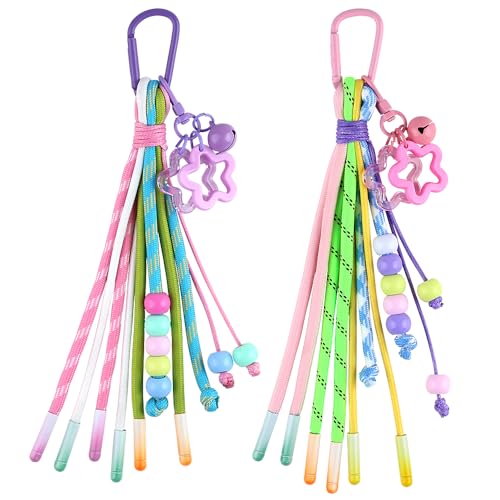 Stern Schlüsselanhänger Aesthetic Anhänger Bunt Perlen Geflochten Seil Dekorativ Taschenanhänger Damen Lanyard Riemen Perle Entwurf Taschen Charms Star Key Chain Beads Braided Rope Keychain Bag Charms von Myhiju