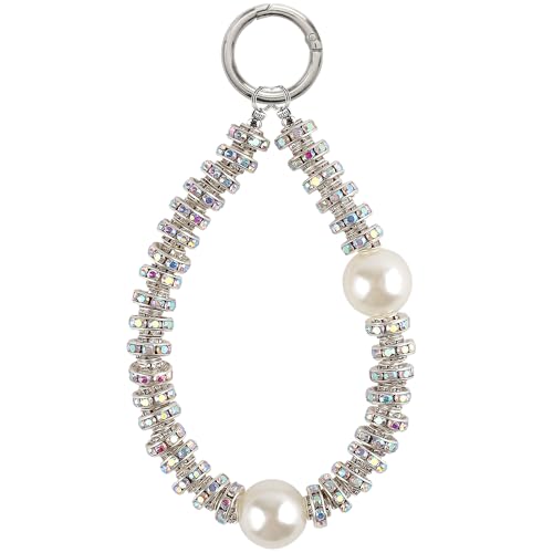 Strasssteine Schlüsselanhänger Damen Edelsteine Perlen Taschenanhänger Bag Charm Strass Perle Taschen Anhänger Kristall Pearl Bead Key Chain Anhänger Tasche Rhinestones Pearls Beads Keychain Aesthetic von Myhiju