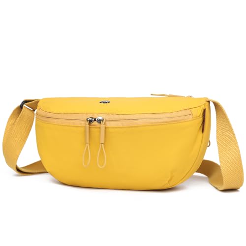 Myhozee Bauchtasche Damen Nylon Umhängetasche Wasserdicht Crossbody Bag Damen-umhängetaschen Taschen Kleine Herren Tasche mit Reißverschluss und Verstellbar Gurt Gelb von Myhozee
