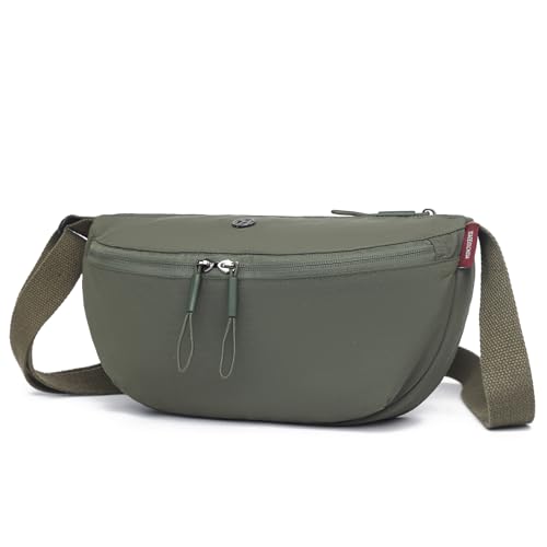 Myhozee Bauchtasche Damen Nylon Umhängetasche Wasserdicht Crossbody Bag Damen-umhängetaschen Taschen Kleine Herren Tasche mit Reißverschluss und Verstellbar Gurt Grün von Myhozee