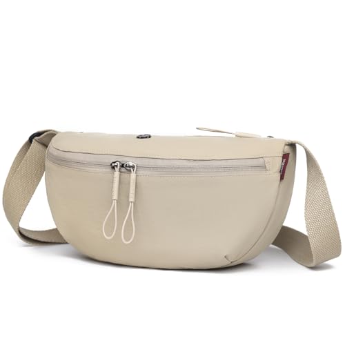 Myhozee Bauchtasche Damen Nylon Umhängetasche Wasserdicht Crossbody Bag Damen-umhängetaschen Taschen Kleine Herren Tasche mit Reißverschluss und Verstellbar Gurt Khaki von Myhozee