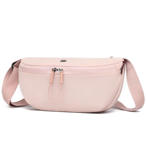 Myhozee Bauchtasche Damen Nylon Umhängetasche Wasserdicht Crossbody Bag Damen-umhängetaschen Taschen Kleine Herren Tasche mit Reißverschluss und Verstellbar Gurt Rosa von Myhozee