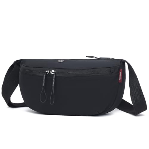 Myhozee Bauchtasche Damen Nylon Umhängetasche Wasserdicht Crossbody Bag Damen-umhängetaschen Taschen Kleine Herren Tasche mit Reißverschluss und Verstellbar Gurt Schwarz von Myhozee