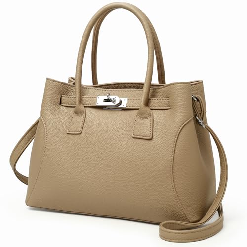 Myhozee Damen Elegant Handtasche Mittelgroß Business Taschen Shopper Tasche Damen Handgetragene Aktentasche mit Litschi-Druck Schultertasche Crossbody Tasche Geeignet für Pendler, Party, Date, Büro von Myhozee