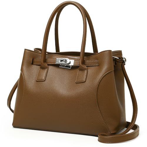 Myhozee Damen Elegant Handtasche Mittelgroß Business Taschen Shopper Tasche Damen Handgetragene Aktentasche mit Litschi-Druck Schultertasche Crossbody Tasche Geeignet für Pendler, Party, Date, Büro von Myhozee