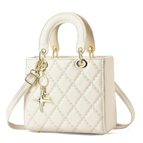 Myhozee Damen Klein Handtasche, Elegante Schultertasche im Rautenmuster, Designer Umhängetasche mit Stern-Anhänger, Handytasche - Geeignet für Beruf, Freizeit, Abendveranstaltungen & Dates von Myhozee