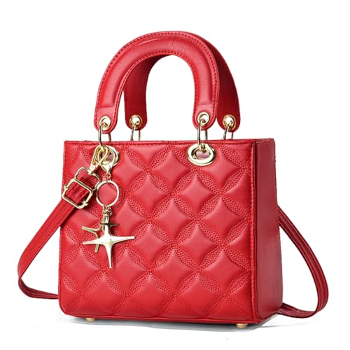 Myhozee Damen Klein Handtasche, Elegante Schultertasche im Rautenmuster, Designer Umhängetasche mit Stern-Anhänger, Handytasche - Geeignet für Beruf, Freizeit, Abendveranstaltungen & Dates von Myhozee