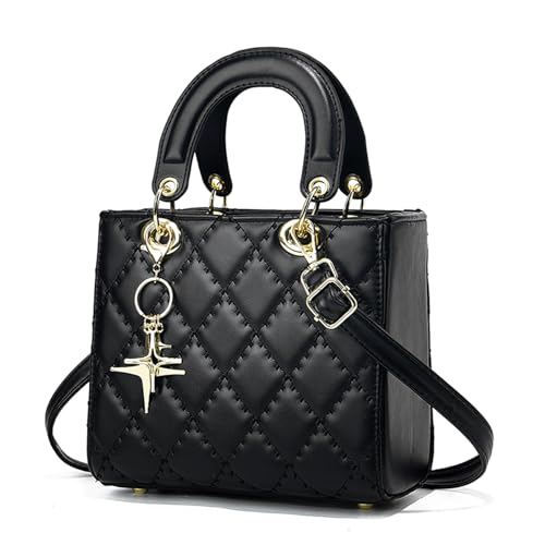 Myhozee Damen Klein Handtasche, Elegante Schultertasche im Rautenmuster, Designer Umhängetasche mit Stern-Anhänger, Handytasche - Geeignet für Beruf, Freizeit, Abendveranstaltungen & Dates von Myhozee