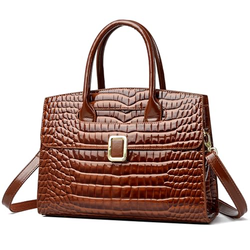 Myhozee Damen-Umhängetasche mit Krokodilmuster Geräumige Schultertasche Praktische Handtasche Elegante Aktentasche, Diebstahlsichere Tasche mit Mehreren Fächern Geeignet für Freizeit und Geschäft von Myhozee