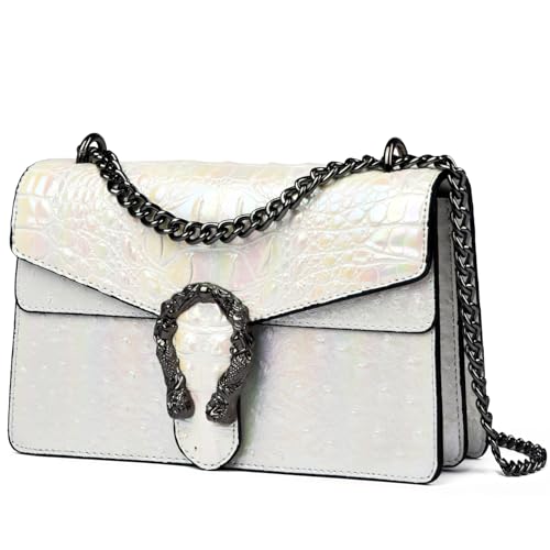 Myhozee Damenmode Handtasche Vielseitige Umhängetasche Elegante Schultertasche Wasserdichte PU-Tasche mit Straußenmuster Kettentasche Handytasche Termine Arbeit Reisen Einkaufen von Myhozee