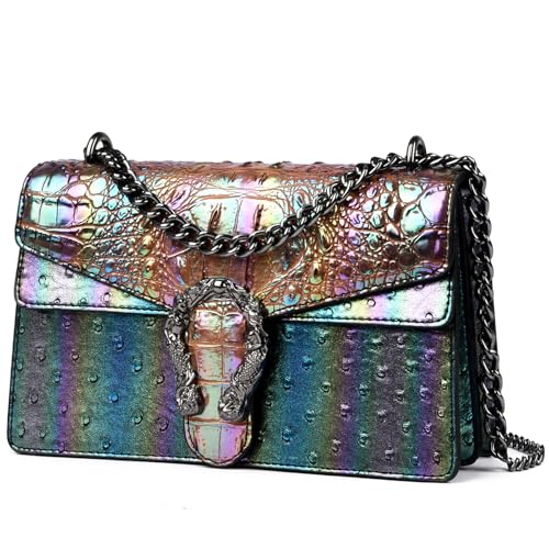 Myhozee Damenmode Handtasche Vielseitige Umhängetasche Elegante Schultertasche Wasserdichte PU-Tasche mit Straußenmuster Kettentasche Handytasche Termine Arbeit Reisen Einkaufen von Myhozee