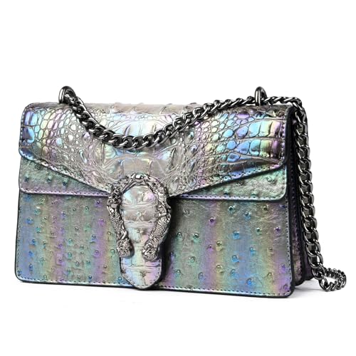 Myhozee Damenmode Handtasche Vielseitige Umhängetasche Elegante Schultertasche Wasserdichte PU-Tasche mit Straußenmuster Kettentasche Handytasche Termine Arbeit Reisen Einkaufen von Myhozee