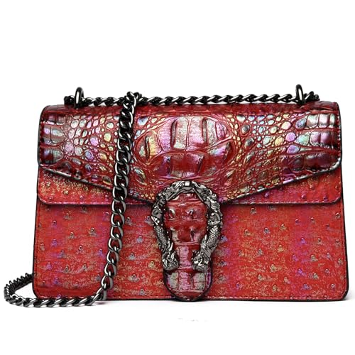 Myhozee Damenmode Handtasche Vielseitige Umhängetasche Elegante Schultertasche Wasserdichte PU-Tasche mit Straußenmuster Kettentasche Handytasche Termine Arbeit Reisen Einkaufen von Myhozee