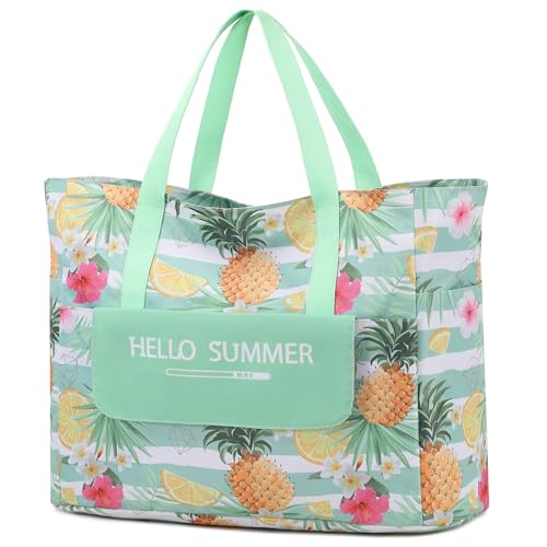 Myhozee Strandtasche xxl Familie Badetasche Damen Strandtasche mit Reißverschluss Sommer Beach Bag Tasche Wasserdichter Sanddichter für Pool Strandausflug Picknick Reisen von Myhozee