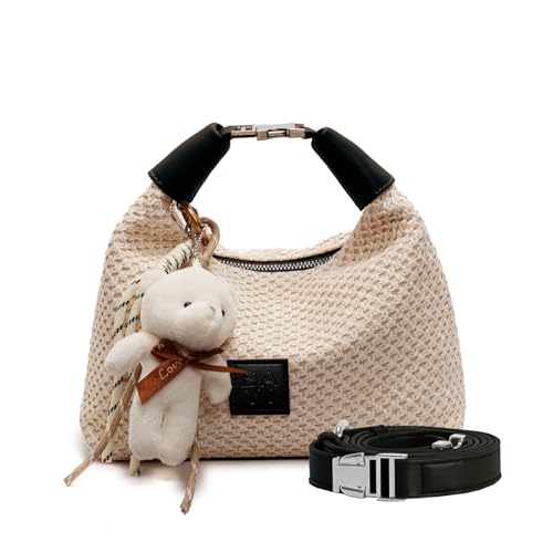 Myhozee Handtasche Damen Klein Crossbody Bag Gewebte Umhängetasche Geflochtene Tasche Hobo Taschen Stylische Schultertasche mit Reißverschluss und Verstellbar Abnehmbar Schultergurt Schwarz von Myhozee