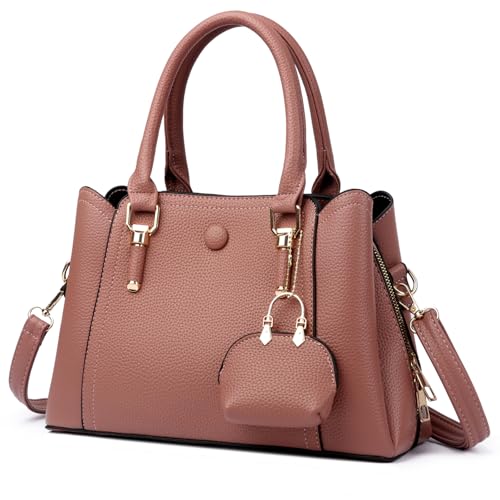 Myhozee Handtasche Damen Mittelgroß Elegant Tasche Leder Taschen Tote Bag Damen-Henkeltaschen Funktional Umhängetasche Schultertasche Handtaschen Handbags for Women Mittelgross Staubrosa von Myhozee