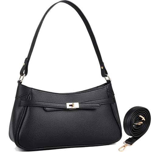 Myhozee Kleine Handtasche Damen Umhängetasche Schwarz Crossbody Bag Damen Mit 2 Schultergurten Elegant Tasche Schultertasche Handbags Top Zip Hobo Shoulder Bag für Frauen Women Dating Party Einkaufe von Myhozee