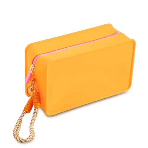 Myhozee Kosmetiktasche Klein Silikon - wasserdichte Schminktasche Damen Make up Tasche Cosmetic Bag mit Griff Makeup Bag Pinseltasche Beauty Bag für Frauen/Damen Reisen Schule Schwimmbad von Myhozee