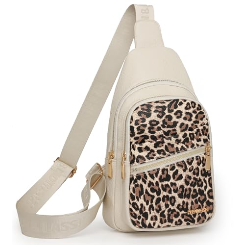 Myhozee Mini Damen Brusttasche Sling Body Bag Klein Umhängetasche Leopardenmuster PU Material Wasserdichte Tasche Diebstahlsicher Geeignet für Reisen, Einkaufen, Sport im Freien, Pendeln von Myhozee