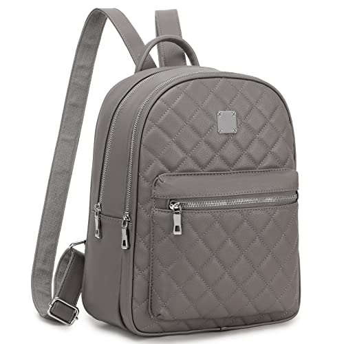 Myhozee Rucksack Damen Leder PU Daypack Klein Elegant Rucksack Tagesrucksack für Mädchen，Grey von Myhozee