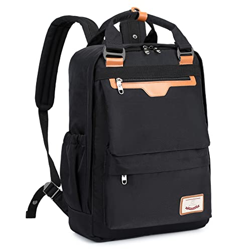 Myhozee Rucksack Damen Rucksäcke Herren Daypack mit Laptopfach & Anti Diebstahl Tasche Wasserdichter Handtasche Schulrucksack Laptop Rucksack 15.6 Zoll für Uni Reisen Freizeit Job, Schwarz von Myhozee