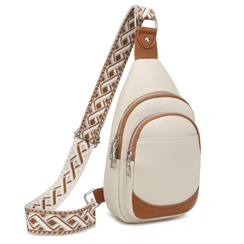 Myhozee Sling Bag Klein Brusttasche Damen PU Leder Crossbody Umhängetasche für Reisen, Einkaufen, Schultertasche mit Verstellbarer Schultergurt von Myhozee