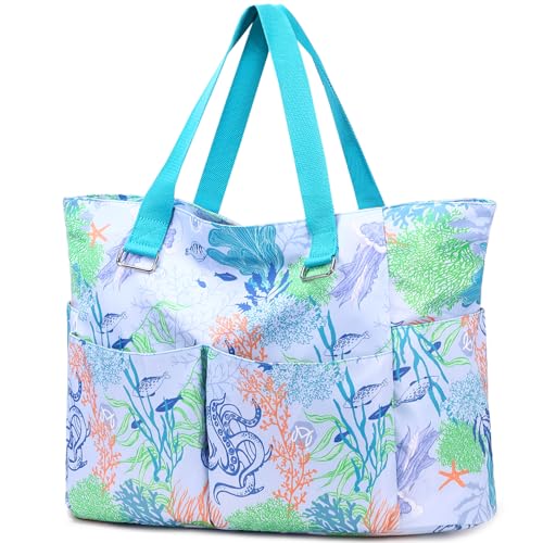 Myhozee Strandtasche XXL Familie Badetasche Damen Groß Beach Bag mit Reißverschluss Sommer Schwimmtasche Saunatasche Tote Bag Tasche für Strand Pool Reisen mit Nasstasche, Sandabweisend & Wasserdicht von Myhozee